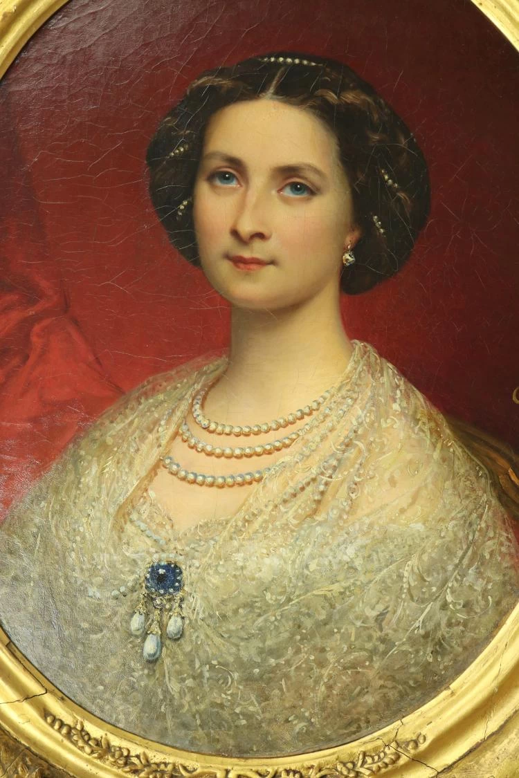 Joseph Désiré Court-62-Elegante dama con collana di perle, forse Clementined'Orleans